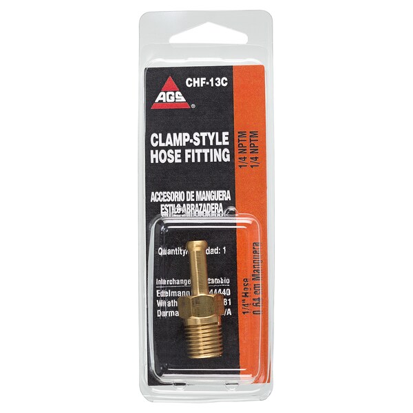 Ags Brass Rigid Male Hose Clamp, 1/4 Hose, Male (1/4-18 NPT), 1/card CHF-13C - main